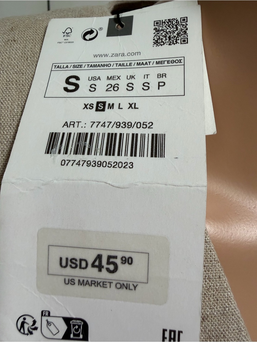 Zara Beige Buttoned Vest Women’s Size Small Linen Blend - Picture 5 of 16
